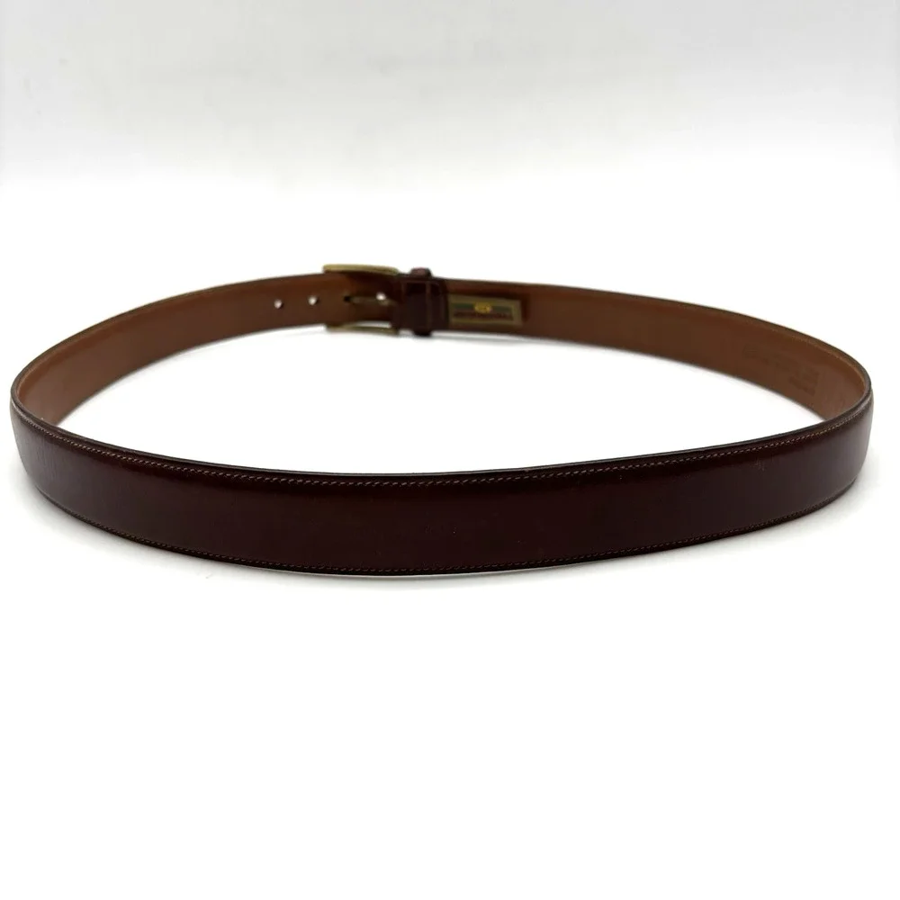 Vintage Trafalgar 17114 Cortina Brown Leather Bass Buckle Belt 36 Handmade USA